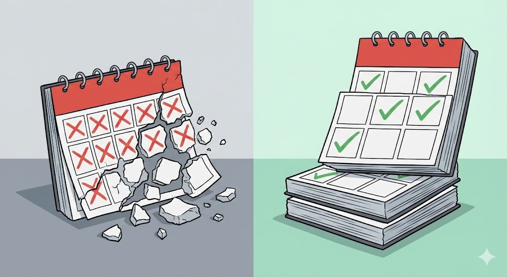 「毎日やる」は挫折の元だった。ビクトリア大学の研究が明かした、習慣化の分岐点「週4回の法則」と、完璧主義の捨て方