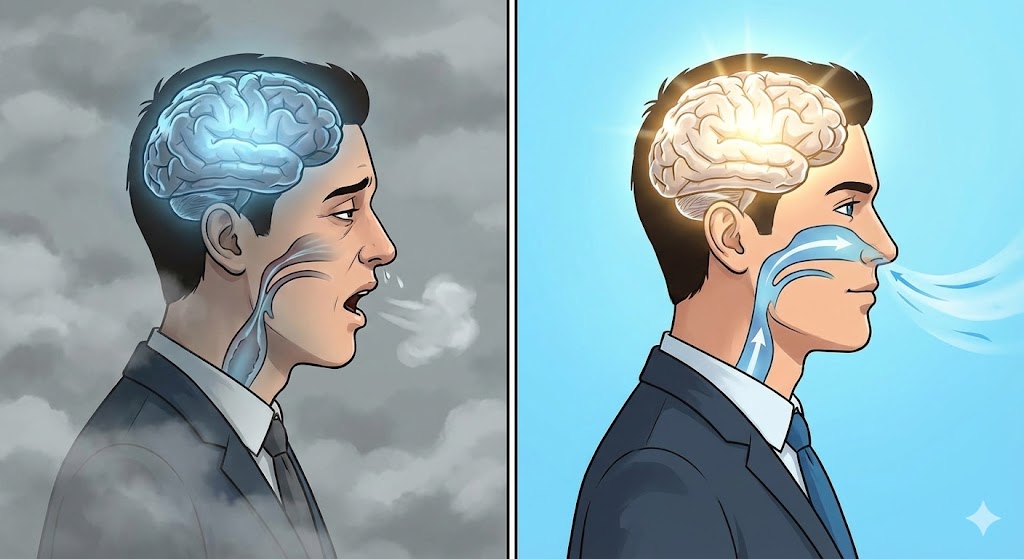 あなたの脳は、息をするたびに酸欠になっている。記憶力を低下させ、ウイルスを招き入れる「口呼吸」の害と、脳に酸素を送り込む「鼻呼吸」の科学